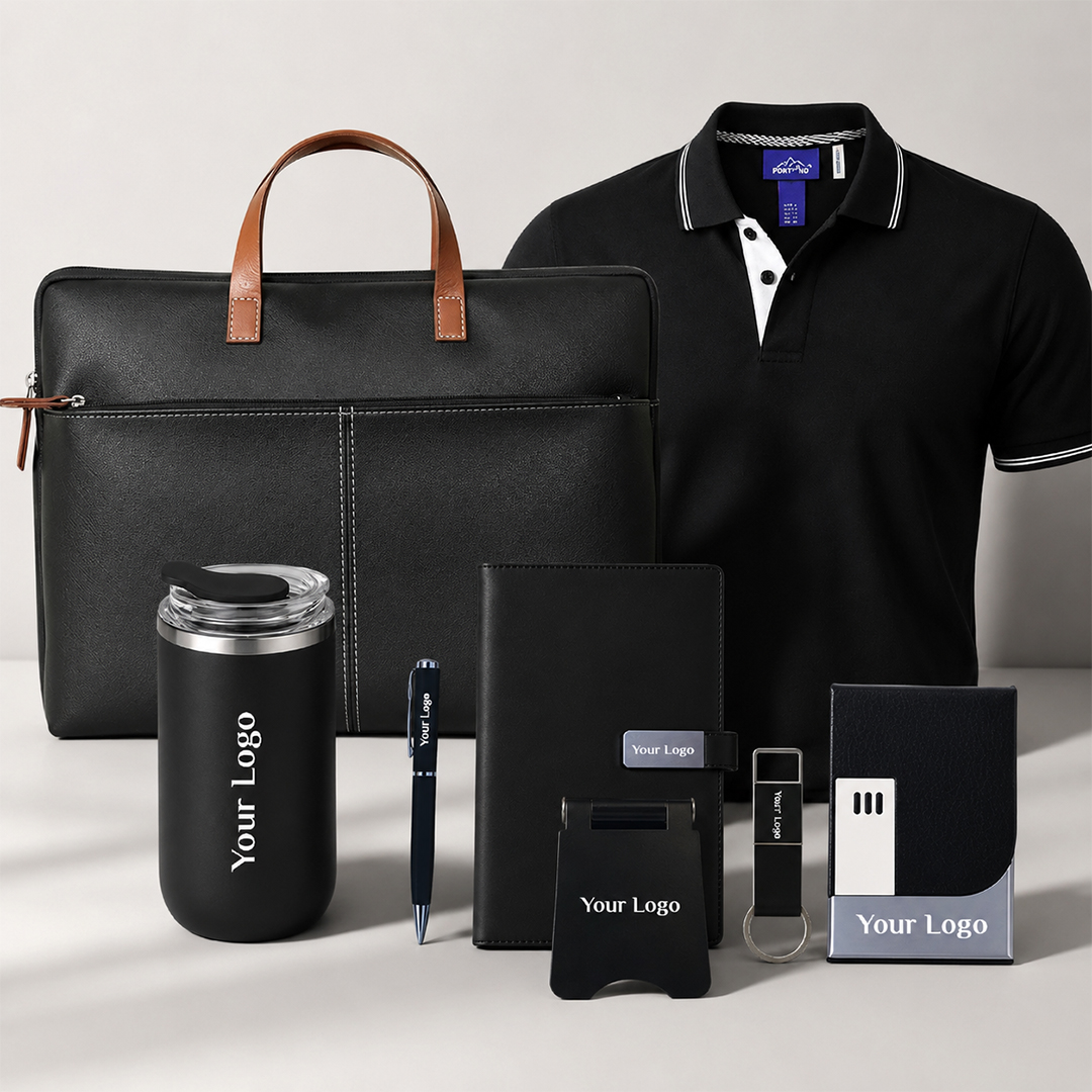 Corporate Welcome Hamper with Laptop Bag, Tumbler & T-Shirt